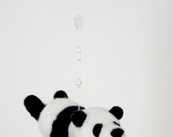 Nursery mobile, flying panda bear mobile, baby mobile