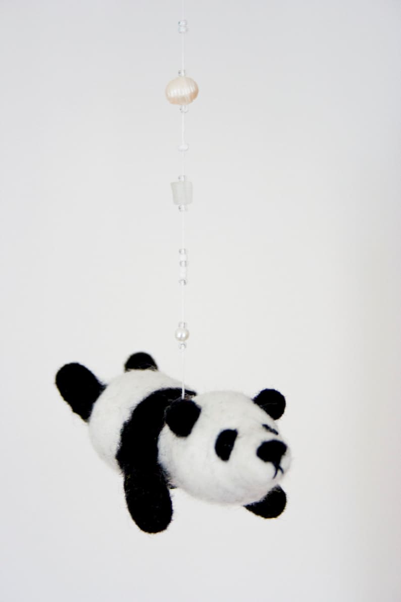 Nursery mobile, flying panda bear mobile, baby mobile image 1