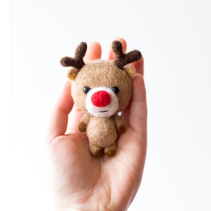 Christmas reindeer ornament, felted Christmas toy, deer holiday decoration image 5