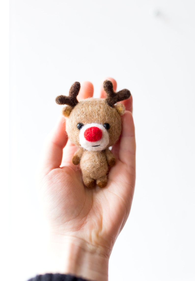 Christmas reindeer ornament, felted Christmas toy, deer holiday decoration image 5