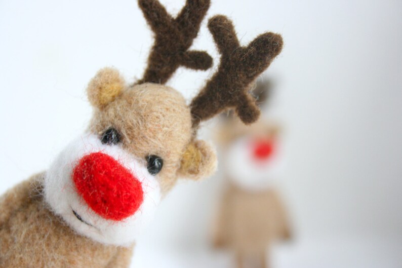 Reindeer ornament needle felted Christmas decoration image 1