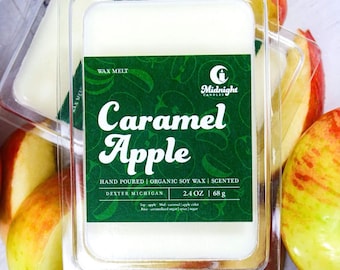 Caramel Apple Wax Melt: Organic Soy, Hand Poured, 2.4 oz, Food Scent, Fall Vibes, Dessert