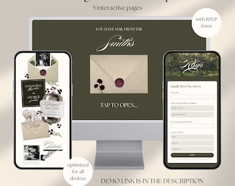 Old Money Wedding Website Template, Olive Green & Burgundy, Timeless Elegant Wedding (Canva Template)