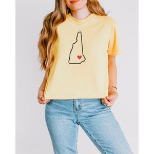 T-shirt carré personnalisé couleurs confort du New Hampshire, t-shirt contour du New Hampshire, Lyme New Hampshire, Amherst nh, Exeter nh, Storyland Nh, Nh svg
