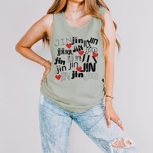 JIN JIN JIN Débardeur unisexe pour adulte, couleurs confortables, haut de concert Jin, chemise sans manches, t-shirt de concert Jin, vêtements de festival de musique, biais Jin