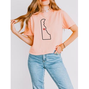 Custom Delaware Happiest Here Comfort Colors Women&#39;s Boxy Tee, Delaware Outline, Delaware State Uni, U Delaware, Seaford Delaware, Delaware