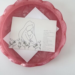 carte de fête des mères | Carte vierge | de voeux | Dessin au trait maman et bébé