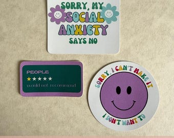 Sarcastic Introvert Sticker Set, Waterproof Vinyl Laptop Decals