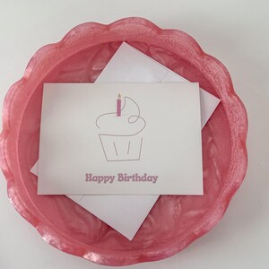 Cupcake Birthday Card | Line Drawing Card | Blank Card | Greeting Card | First Birthday Card | Girl Birthday Card | Happy Birthday