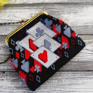 Bead Crochet Pattern – Ladies' Wallet with Bow, Cute Beaded Coin Purse, PDF Beaded Wallet Pattern