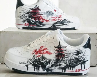 日本の伝統的なデザインを手描きしたカスタムAF1エアフォース1