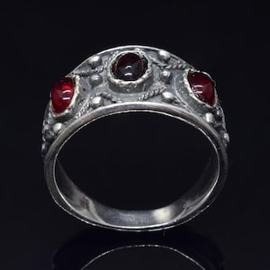 Sterling Silver Byzantine Ring: Oxidized Finish, CZ Gemstone