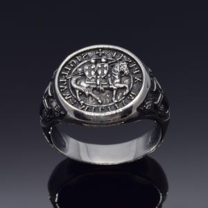 Sterling Silver Knights Templar Ring: Medieval Crusaders Signet