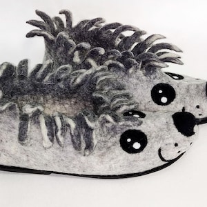 Felted Hedgehog Slippers: Handmade Wool Novelty Shoes