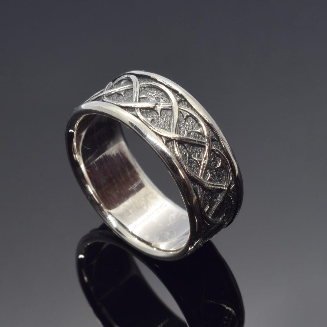 Sterling Silver Thorn Crown Ring, Nature Inspired Band Etsy