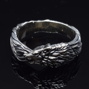 Sterling Silver Wolf Ring, Wolf Wedding Band, Celtic Wolf Ring, Wolf Jewelry