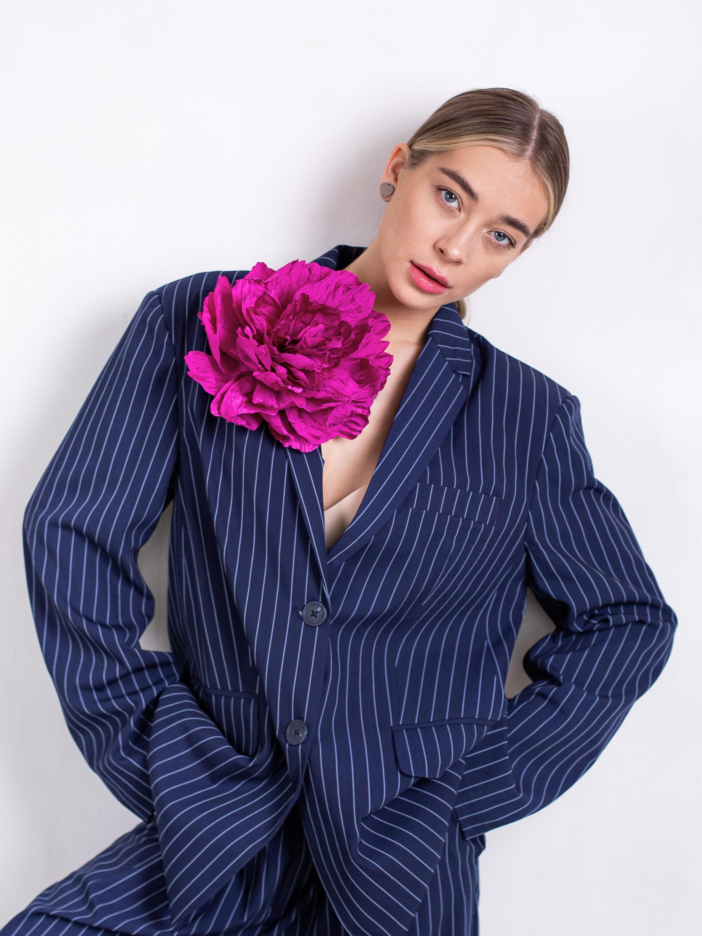 Handmade Large Silk Flower Brooch: Statement Rose Pin
