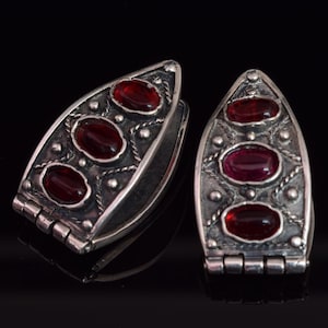 Sterling Silver Byzantine Earrings, Garnet Earrings, Byzantine Jewelry, Byzantine Silver Earrings