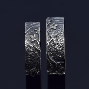 Sterling Silver Tree Couple Rings: Dainty Matching Wedding Bands