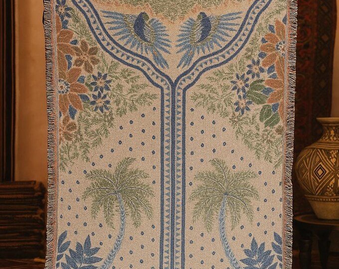 Ethnic Woven Blanket - Cozy Home Decor, Bohemian Style %100 Cotton Tapestry