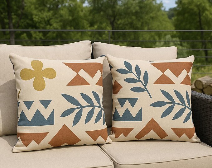 Bohemian Outdoor Pillow, Patio Garden Decor, Water Resistant