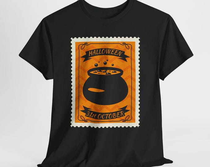 Halloween Cauldron Cotton Tee: Spooky Season Unisex Shirt