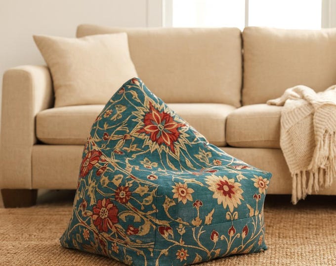 Boho Floral Bean Bag Chair Cover - Polyester Bohemian Home Decor