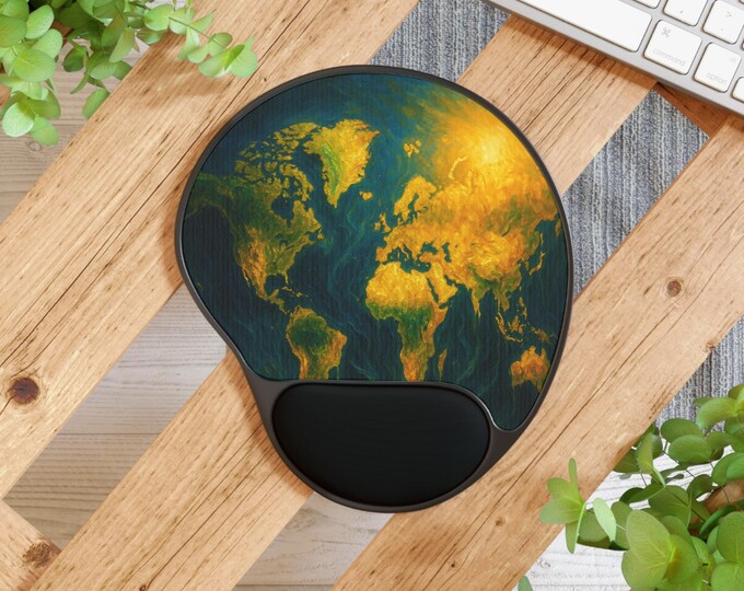 Melting World Map Memory Foam Mouse Pad: Surreal Climate Change Art