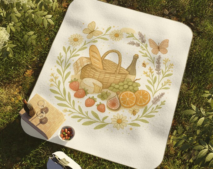Floral Picnic Blanket: Water-Resistant Polyester Fleece for Outdoor Use