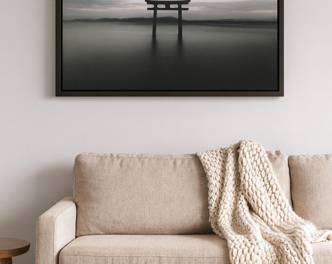 Torii Gate Framed Canvas Print 24″ x 16″ : Serene Japanese Wall Art