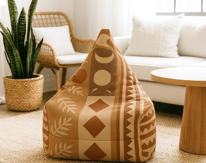 Boho Bean Bag Chair Cover: Tribal Pattern, Soft Polyester Canvas