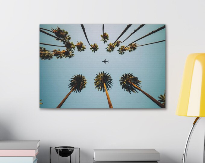 Palm Tree Canvas Print: Tropical Airplane View Wall Art