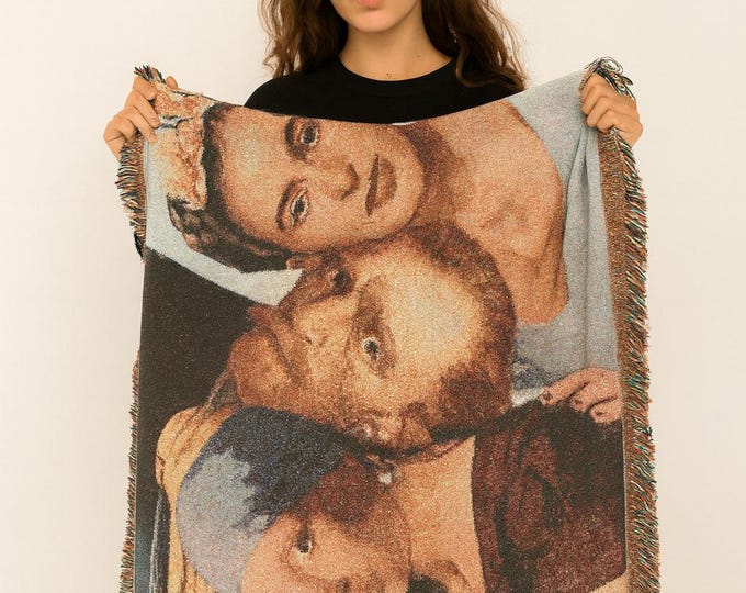 Artistic  Woven Cotton Blanket: Art Lovers Unique Tapestry Throw - Home decor