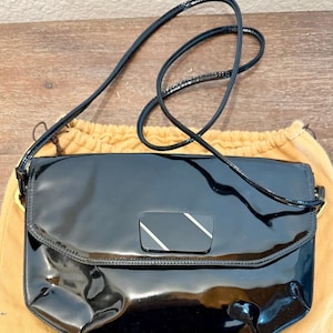 Vintage Bruno Magli Black Patent Leather Shoulder Bag – Made in Italy image 1