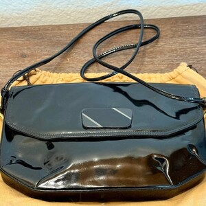 Vintage Bruno Magli Black Patent Leather Shoulder Bag – Made in Italy image 3
