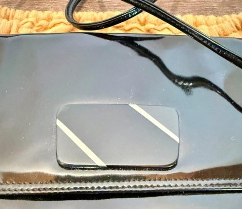 Vintage Bruno Magli Black Patent Leather Shoulder Bag – Made in Italy image 2