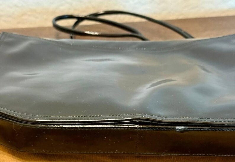 Vintage Bruno Magli Black Patent Leather Shoulder Bag – Made in Italy image 5
