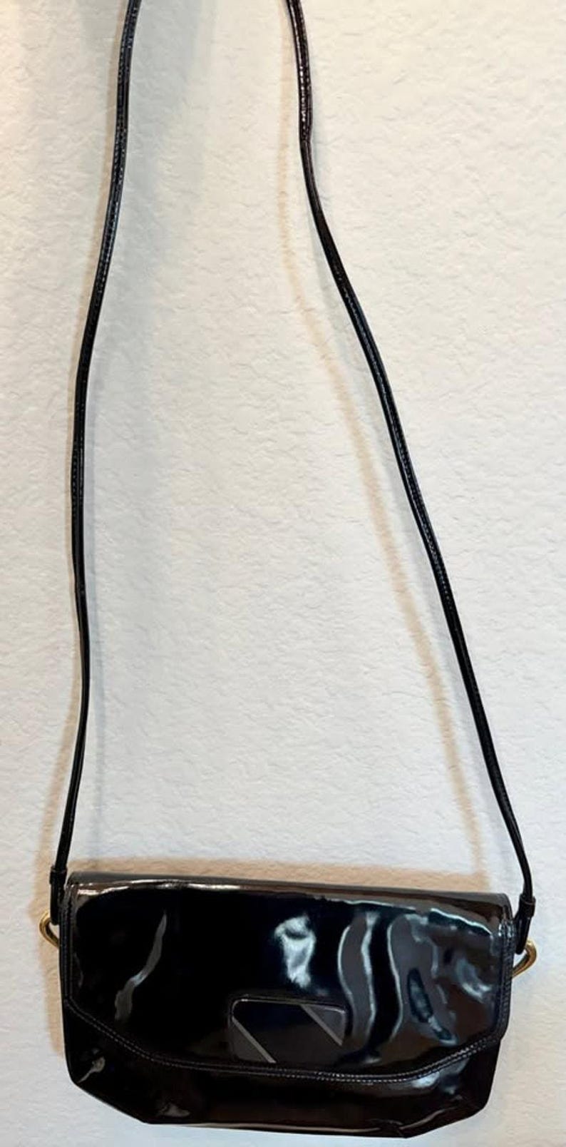 Vintage Bruno Magli Black Patent Leather Shoulder Bag – Made in Italy image 10