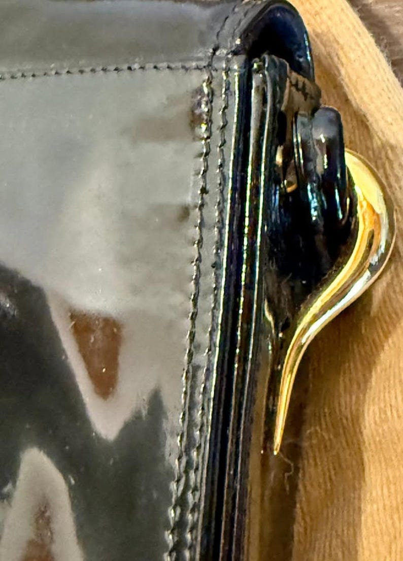 Vintage Bruno Magli Black Patent Leather Shoulder Bag – Made in Italy image 6