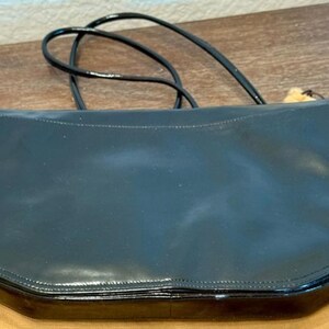 Vintage Bruno Magli Black Patent Leather Shoulder Bag – Made in Italy image 4