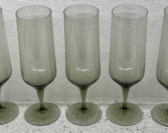 Vintage Orrefors Rhapsody Smoke Champagne Flautas Set 5 Sven Palmqvist Suecia
