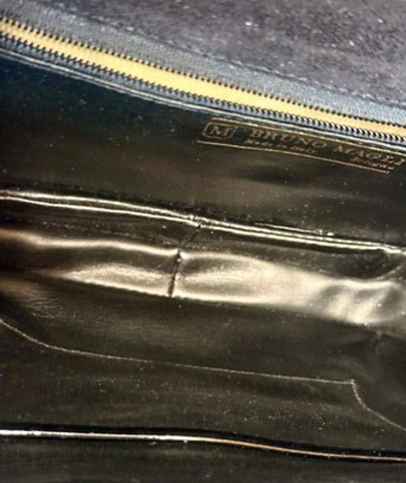 Vintage Bruno Magli Black Patent Leather Shoulder Bag – Made in Italy image 9