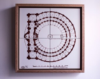 Chapel of the Ascension Ceramic Tile Wall Art, Historical Map, Handmade Silk-Screen