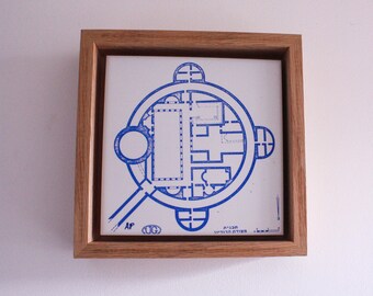 Herodion Tile, Handmade Ceramic Wall Art, Archeological Blueprint