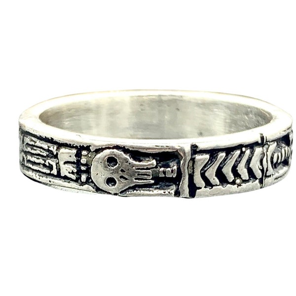 Georgian Skeleton Ring, Memento Mori Jewelry, Mourning Ring, Sterling Silver, Blue Bayer Design NYC Free US Shipping