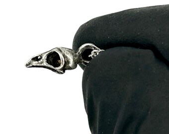 Tiny Bird Skull Necklace, Silver Plated Pewter Made in NYC