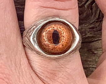 Evil Eye Ring Adjustable sizes The Copper Dragon Sterling Silver Eye Ring,  (Made in NYC)