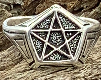 Sterling silver Pentagram ring 1980's style made in NYC