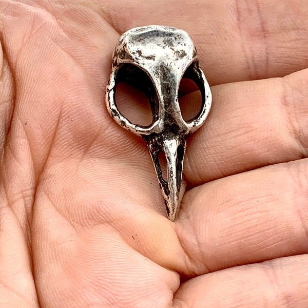 Metal Bird Skull Cabinet Knob cast metal. Antique silver plate. Made in NYC Price is per knob