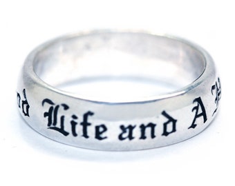 Mourning ring A Good Life and A Happy Death memento mori jewelry made in NYC